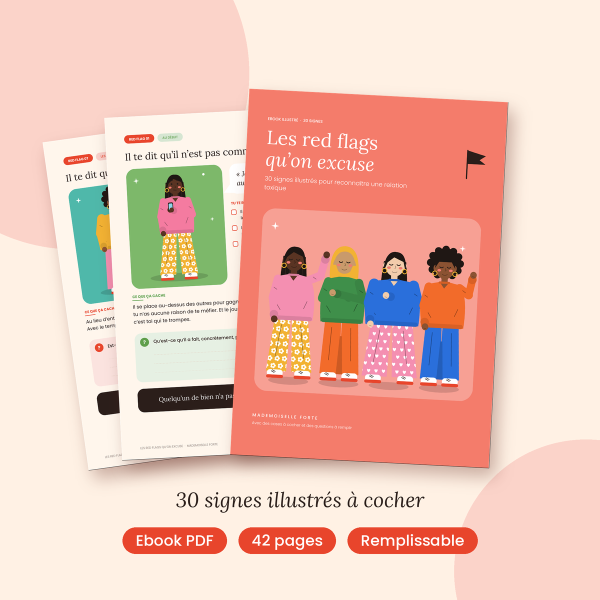 E-book illustré Les red flags qu'on excuse, 30 signes pour reconnaître une relation toxique