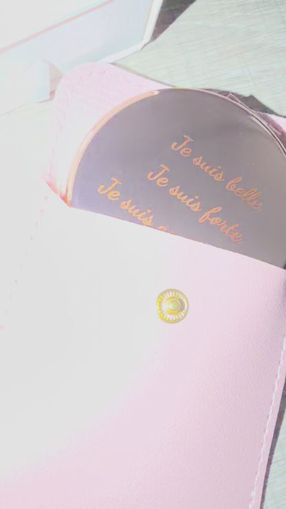 Miroir de poche Mademoiselle Forte et sa pochette